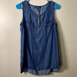 Ellen Tracy Blue Sleeveless Denim Top